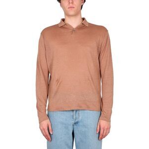 BALLANTYNE Men's Long Sleeve Knit Polo Shirt Men Beige T-Shirts